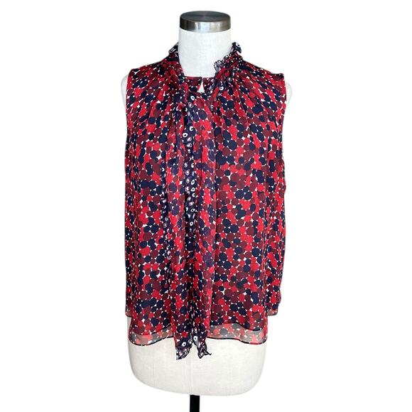 DVF DIANE VONF FURSTENBERG Fernanda Patterned Sleeveless Blouse Women's Medium - Picture 1 of 10